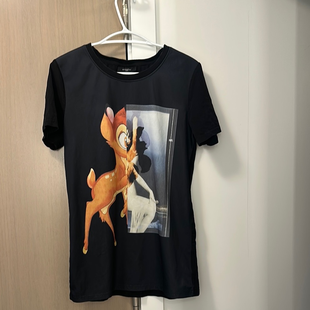 Givenchy Black Tee with Bambi Print